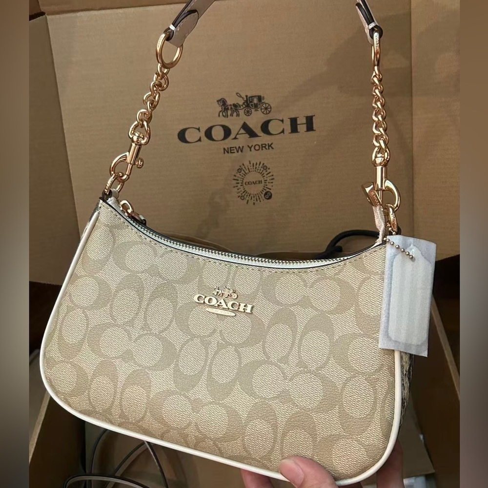 COACH Teri Signature Monogram Chain Shoulder Bag